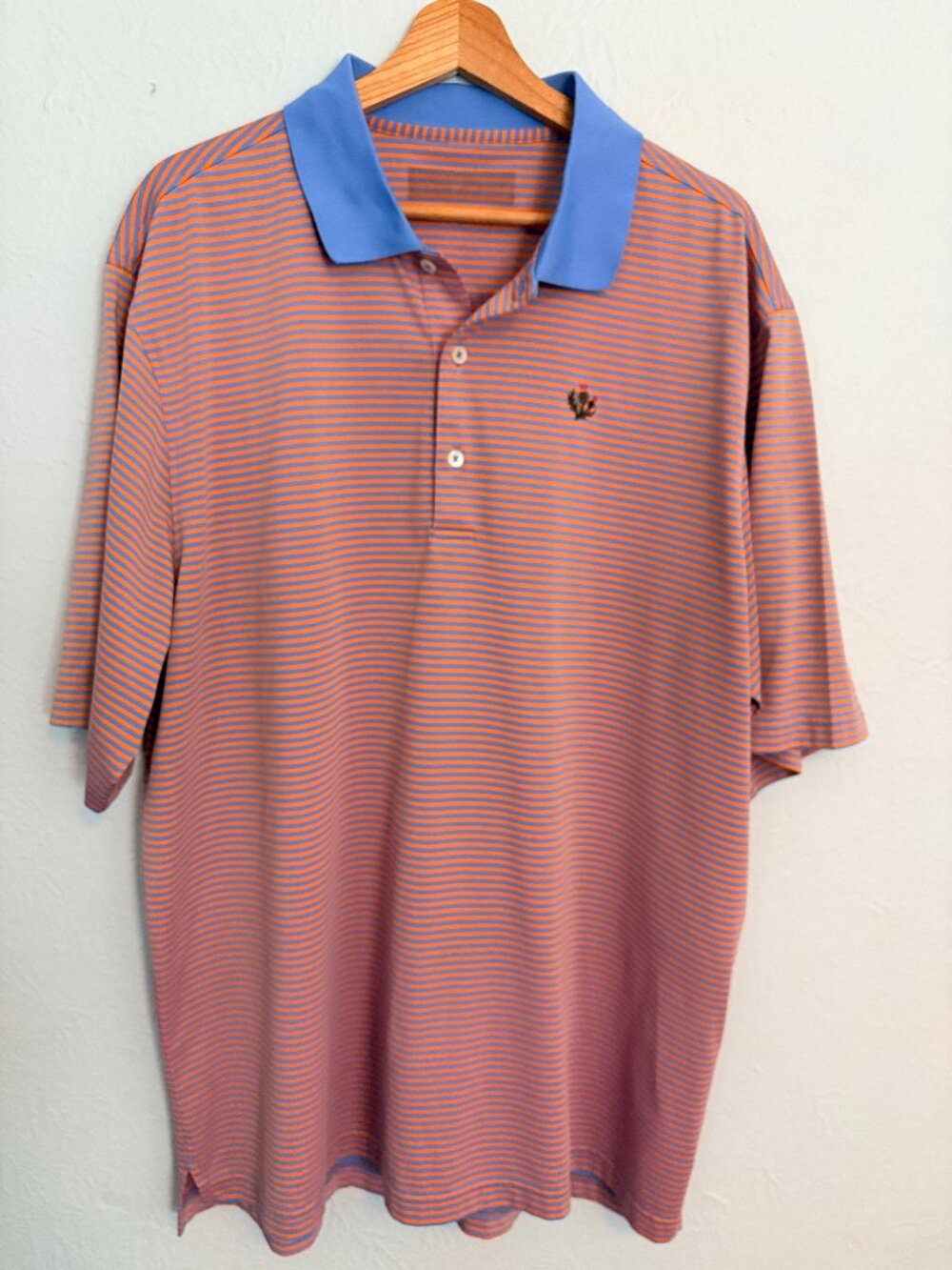 Donald Ross XL Orange Blue Stripe Golf Polo Preppy Shirt Coastal Grandpa Dadcore